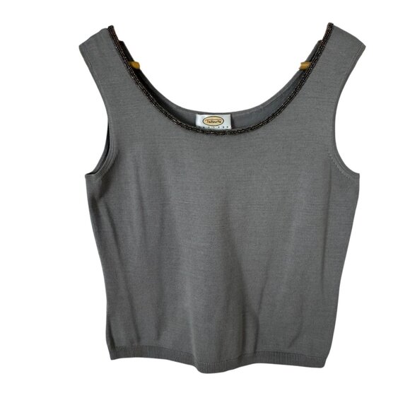 Talbots Grey Silk Blend Beaded Sweater Set Tank & Cardigan Women's SM Petite - Picture 2 of 12